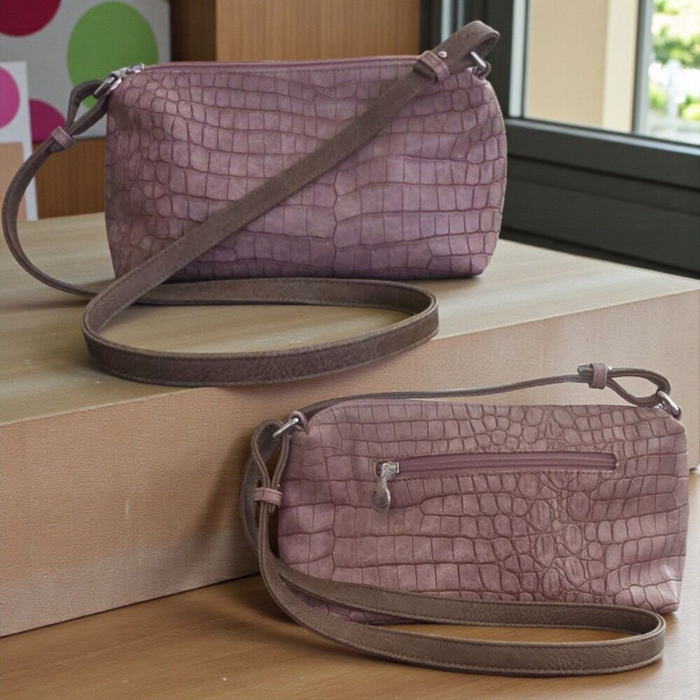 Sydney Love Mauve Croc Embossed Crossbody Shoulder Bag Chic Purse - Picture 7 of 7